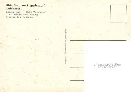 AK / Ansichtskarte Grainau Fliegeraufnahme mit Zugspitz Bad Terrassen Cafe Restaurant Grainau