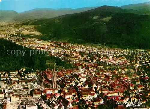AK / Ansichtskarte Freiburg_Breisgau Fliegeraufnahme mit Muenster Freiburg Breisgau