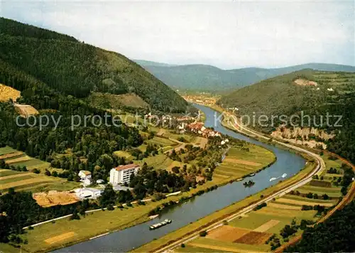 AK / Ansichtskarte Neckartal Fliegeraufnahme mit Sanatorium Eberbach und Rockanau am Neckar  Neckartal