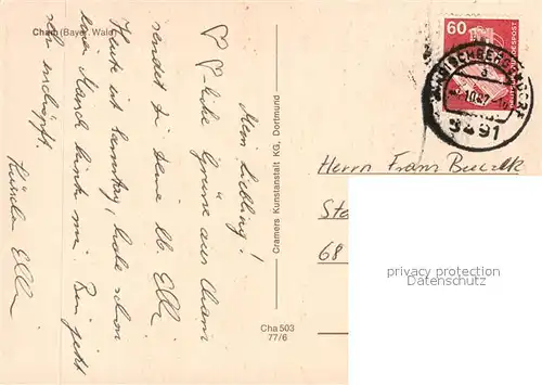 AK / Ansichtskarte Cham_Oberpfalz Fliegeraufnahme Cham Oberpfalz