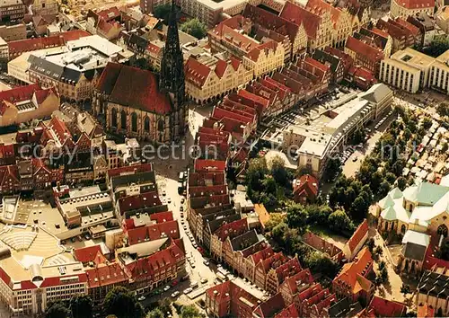 AK / Ansichtskarte Muenster_Westfalen Fliegeraufnahme mit St Lambertikirche und Prinzipalmarkt Muenster_Westfalen