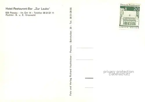 AK / Ansichtskarte Passau Hotel Restaurant Bar Zur Laube Passau