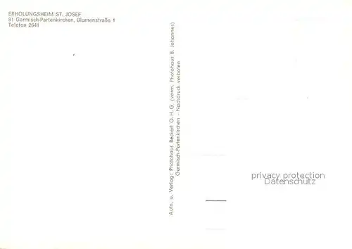 AK / Ansichtskarte Garmisch Partenkirchen Erholungsheim Sankt Josef Garmisch Partenkirchen