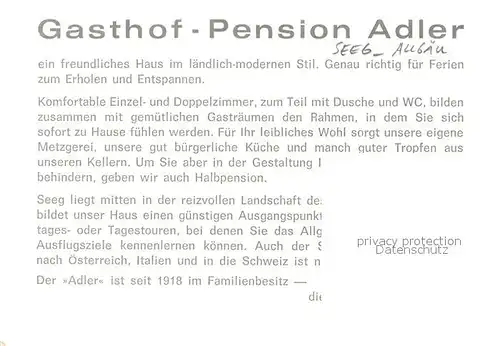 AK / Ansichtskarte Seeg Gasthof Pension Adler Seeg