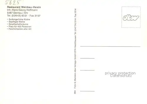 AK / Ansichtskarte Dernau_Ahr Restaurant Weinbau Verein Dernau_Ahr