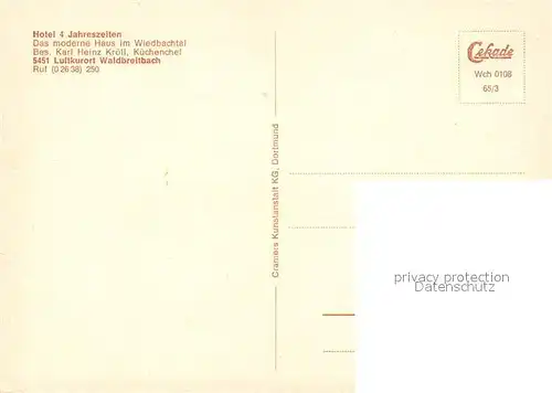 AK / Ansichtskarte Waldbreitbach_Wied Hotel 4 Jahreszeiten Waldbreitbach Wied