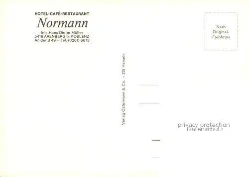 AK / Ansichtskarte Arenberg_Koblenz Hotel Cafe Restaurant Normann Arenberg_Koblenz