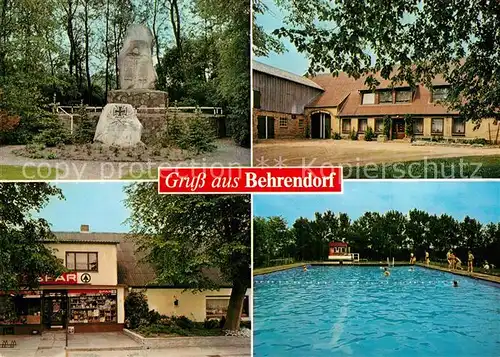 AK / Ansichtskarte Behrendorf_Husum Schwimmbad Kriegerdenkmal  Behrendorf Husum
