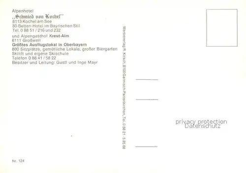 AK / Ansichtskarte Kochel_See Alpenhotel Schmied vom Kochel Kochel_See