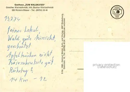 AK / Ansichtskarte Rinteln Gasthaus Zum Waldkater Rinteln