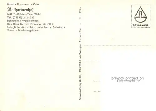 AK / Ansichtskarte Treffelstein Hotel Restaurant Cafe Katharinenhof Treffelstein