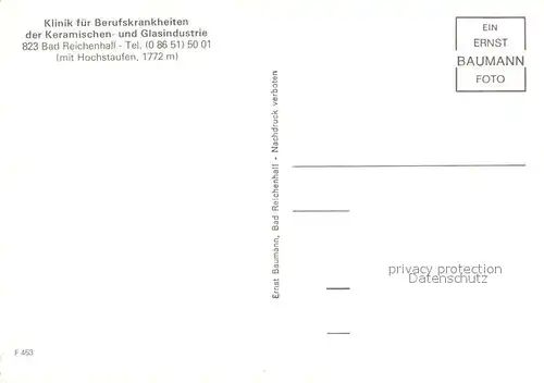 AK / Ansichtskarte Bad_Reichenhall Klinik Berufskrankheiten Keramik Glasindustrie Bad_Reichenhall