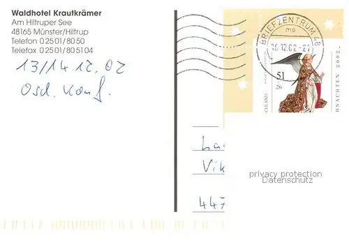 AK / Ansichtskarte Hiltrup Waldhotel Krautkraemer Hiltrup