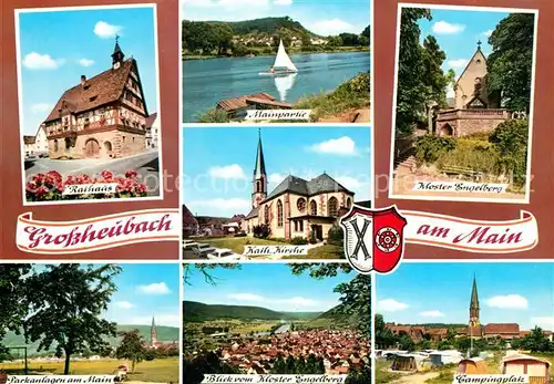 AK / Ansichtskarte Grossheubach Rathaus Kloster Engelber Parkanlagen Campingplatz Kirche  Grossheubach