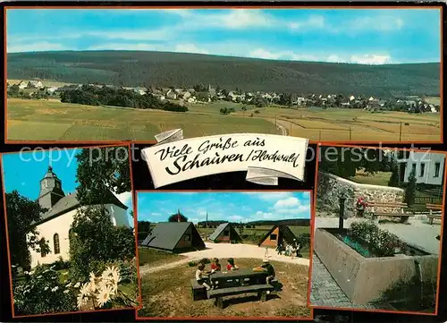 AK / Ansichtskarte Schauren_Nahe Panorama Kirche Brunnen Campingplatz Schauren Nahe