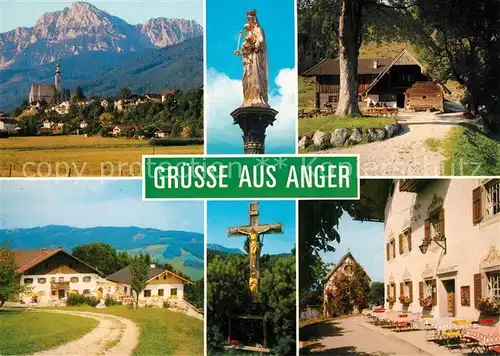 AK / Ansichtskarte Anger_Bad_Reichenhall Hochstaufen Mariensaeule Dorfanger Steineralm Bergkreuz 