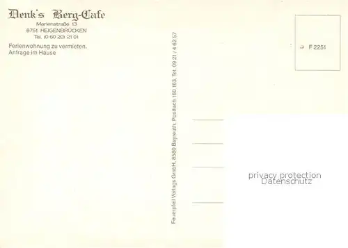 AK / Ansichtskarte Heigenbruecken Denk Berg Cafe Speisesaal Heigenbruecken