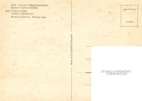 AK / Ansichtskarte Fischen_Allgaeu Cafe Pension Haus Alpenblick Fischen Allgaeu