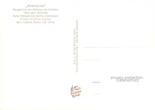 AK / Ansichtskarte Garmisch Partenkirchen Berggasthof Almhuette  Garmisch Partenkirchen