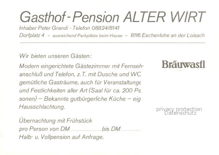 Ak Ansichtskarte Eschenlohe Gasthof Pension Alter Wirt Eschenlohe Nr Kq30202 Oldthing Ansichtskarten Bayern