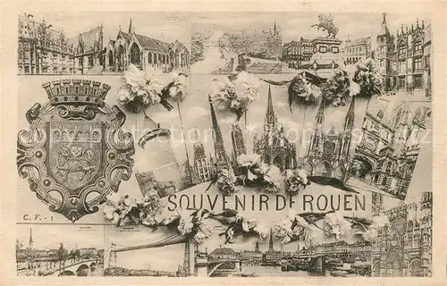 AK / Ansichtskarte Rouen Souvenir de la ville Sehenswuerdigkeiten Wappen Rouen