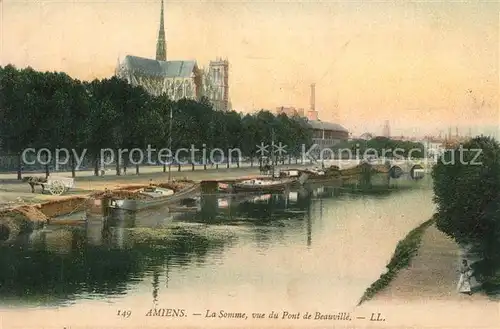 AK / Ansichtskarte Amiens La Somme vue du Pont de Beauville Eglise Amiens