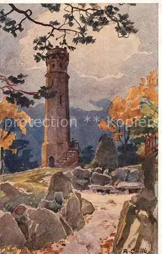 AK / Ansichtskarte Neustadt_Weinstrasse Turm auf dem Weinbiet K?nstlerkarte August Croissant  Neustadt_Weinstrasse