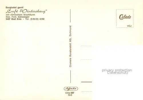 AK / Ansichtskarte Bad_Ems Berghotel Cafe Wintersberg Bad_Ems