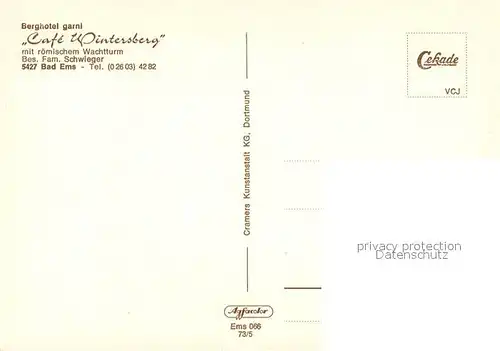 AK / Ansichtskarte Bad_Ems Berghotel Cafe Wintersberg Terrasse Bad_Ems