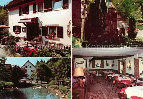 AK / Ansichtskarte Rittersbach_Odenwald Landgasthof Heidersbacher Muehle Restaurant Teich Rittersbach Odenwald
