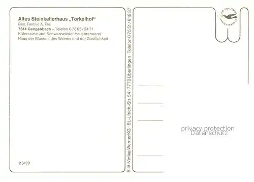 AK / Ansichtskarte Gengenbach Altes Steinkellerhaus Torkelhof Kueferstube Altstadt Fachwerkhaus Gengenbach