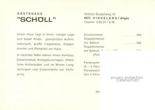 AK / Ansichtskarte Hindelang Gaestehaus Schoell Gesamtansicht mit Alpenpanorama Hindelang