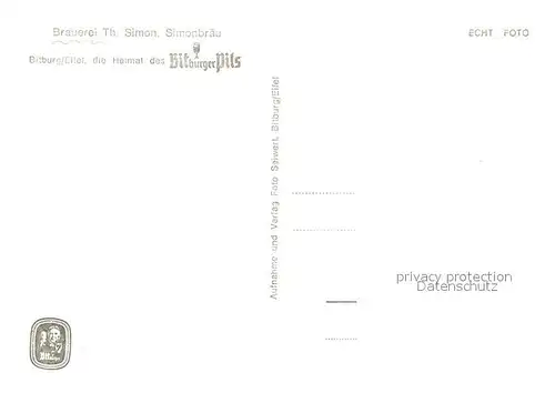 AK / Ansichtskarte Bitburg Brauerei Th. Simon Simonbraeu Bitburger Pils Brunnen Bitburg