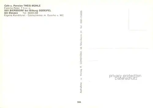 AK / Ansichtskarte Biersdorf_See Cafe Pension Theis Muehle Biersdorf See