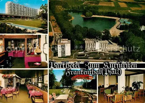 AK / Ansichtskarte Frankenthal_Pfalz Parkhotel zum Kurfuersten Restaurant See Fliegeraufnahme Frankenthal Pfalz