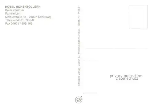 AK / Ansichtskarte Schleswig_Holstein Hotel Hohenzollern Schleswig_Holstein
