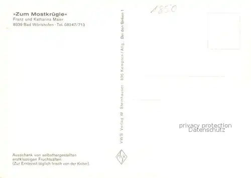 AK / Ansichtskarte Bad_Woerishofen Restaurant Gaststaette Zum Mostkruegle Bad_Woerishofen