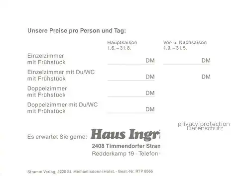 AK / Ansichtskarte Timmendorfer_Strand Pension Haus Ingrid Timmendorfer_Strand