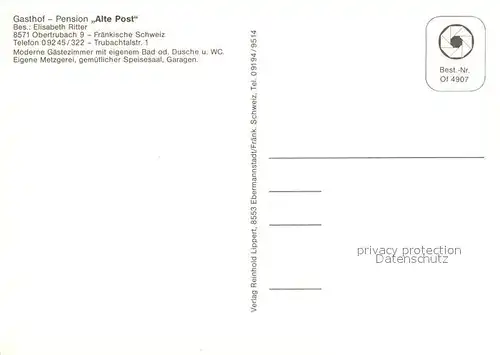 AK / Ansichtskarte Obertrubach Gasthof Pension Alte Post Panorama Obertrubach