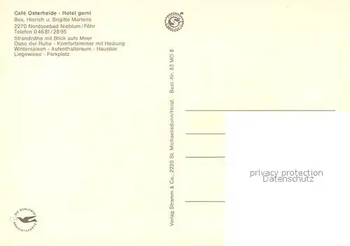 AK / Ansichtskarte Nieblum Cafe Osterheide Hotel garni Nieblum