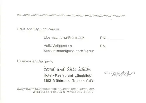 AK / Ansichtskarte Muehbrook Hotel Restaurant Seeblick Teich Muehbrook