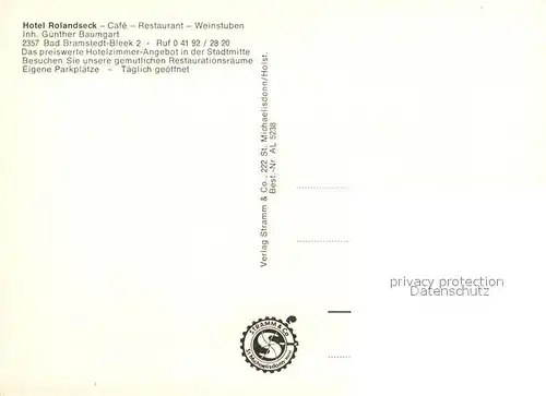 AK / Ansichtskarte Bad_Bramstedt Hotel Rolandseck Cafe Restaurant Weinstuben Bad_Bramstedt