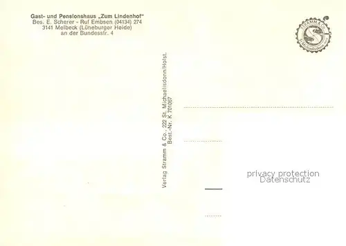 AK / Ansichtskarte Melbeck Gasthaus Pension Zum Lindenhof Lueneburger Heide Melbeck