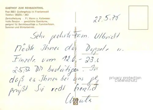 AK / Ansichtskarte Grafengehaig Gasthof zum Rehbachthal Gastraum Grafengehaig