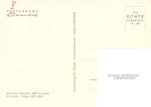 AK / Ansichtskarte Kulmbach Restaurant Besenstiel Kulmbach