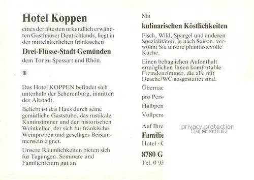 AK / Ansichtskarte Gemuenden_Main Hotel Koppen Gemuenden Main