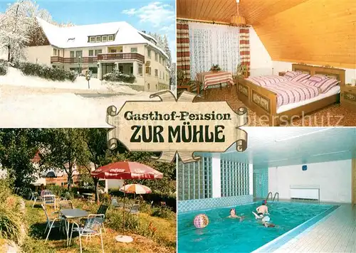 AK / Ansichtskarte Schwarzenbach_Wald Gasthof Pension Zur Muehle Hallenbad Schwarzenbach Wald