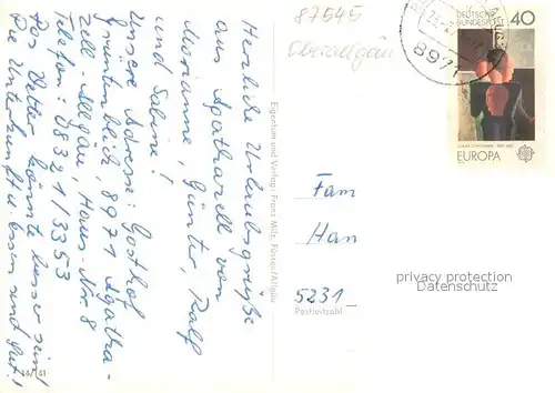 AK / Ansichtskarte Burgberg_Allgaeu Gesamtansicht mit Alpenpanorama Wasserfall Gruenten Jaegerdenkmal Sender Burgberg Allgaeu