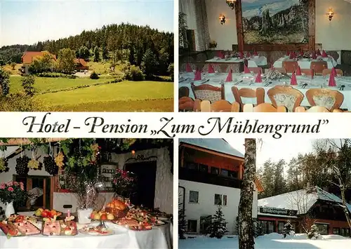 AK / Ansichtskarte Aufsess Hotel Pension Zum Muehlengrund Restaurant Buffet Landschaftspanorama Aufsess