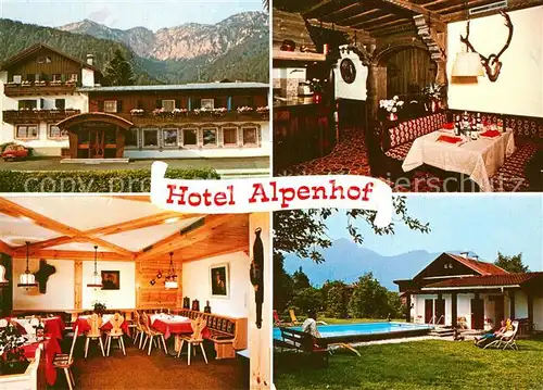 AK / Ansichtskarte Bayerisch_Gmain Kurhotel Alpenhof Restaurant Swimming Pool Bayerisch Gmain